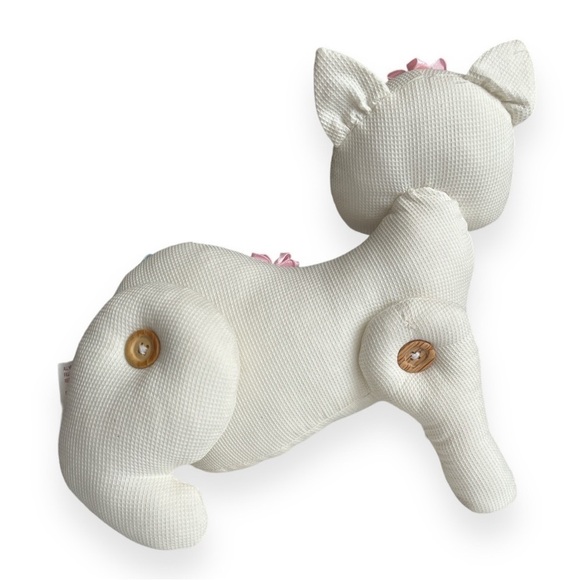 T.L. Toys Stuffed Kitten Embroidered Flowers Satin Ribbon Roses Button Joints - Picture 2 of 6